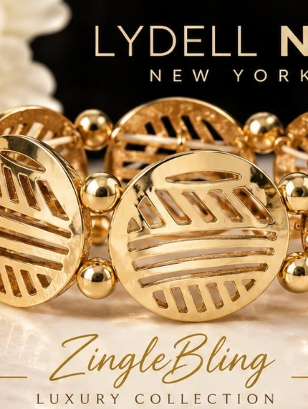 Lydell NYC Gold Tone Geometric Statement Bracelet NWT